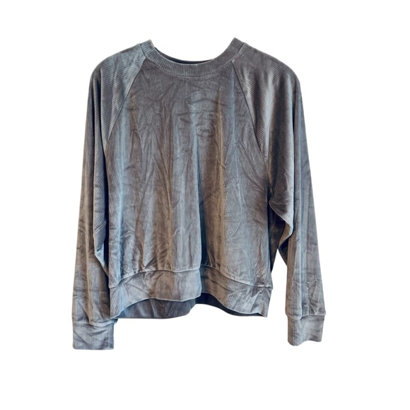 Victoria's Secret Gray Velour Ribbed Top Wide Leg Pants Women’s suit Lounge L - Picture 6 of 14